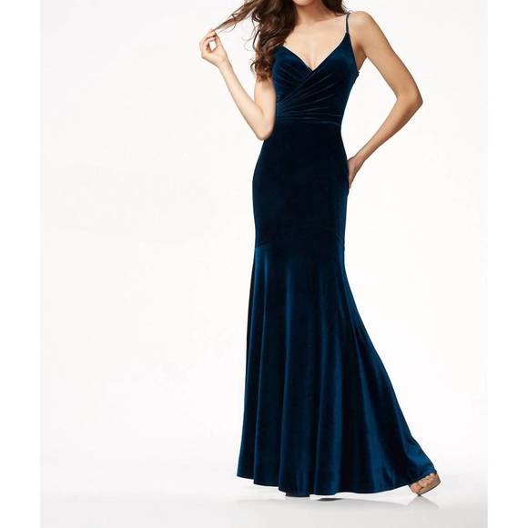 NEW COLETTE BY MON CHERI velvet long dress in navy - Picture 1 of 3